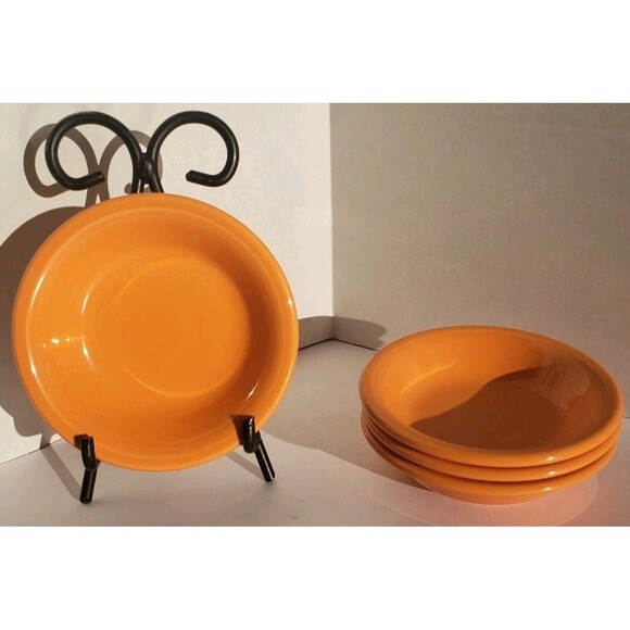Lot Of 4! Fiestaware Tangerine Bowls 5 3/8" Stacking Fruit Berry Dessert HLC - Picture 2 of 8